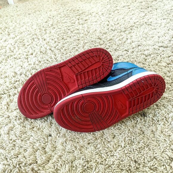 JORDAN 1 High OG (PS) Black Dark Powder Blue Children Shoes Size 1 Y w/ Box - Picture 3 of 5